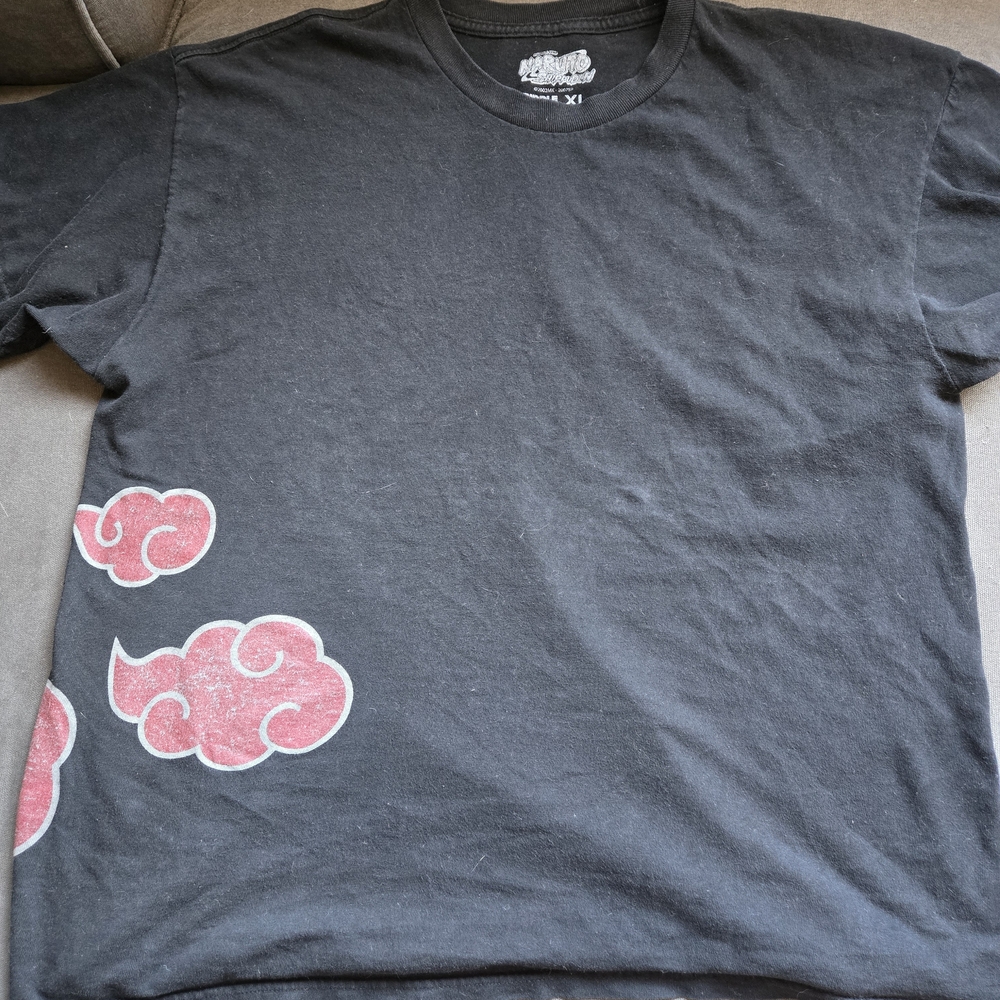 Black T-Shirt with Red Cloud Design